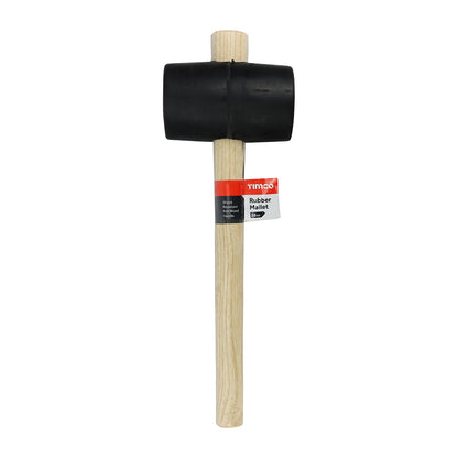 TIMCO Rubber Mallet, Solid Black Rubber Ash Wood Handle Mallet - 16oz - Image