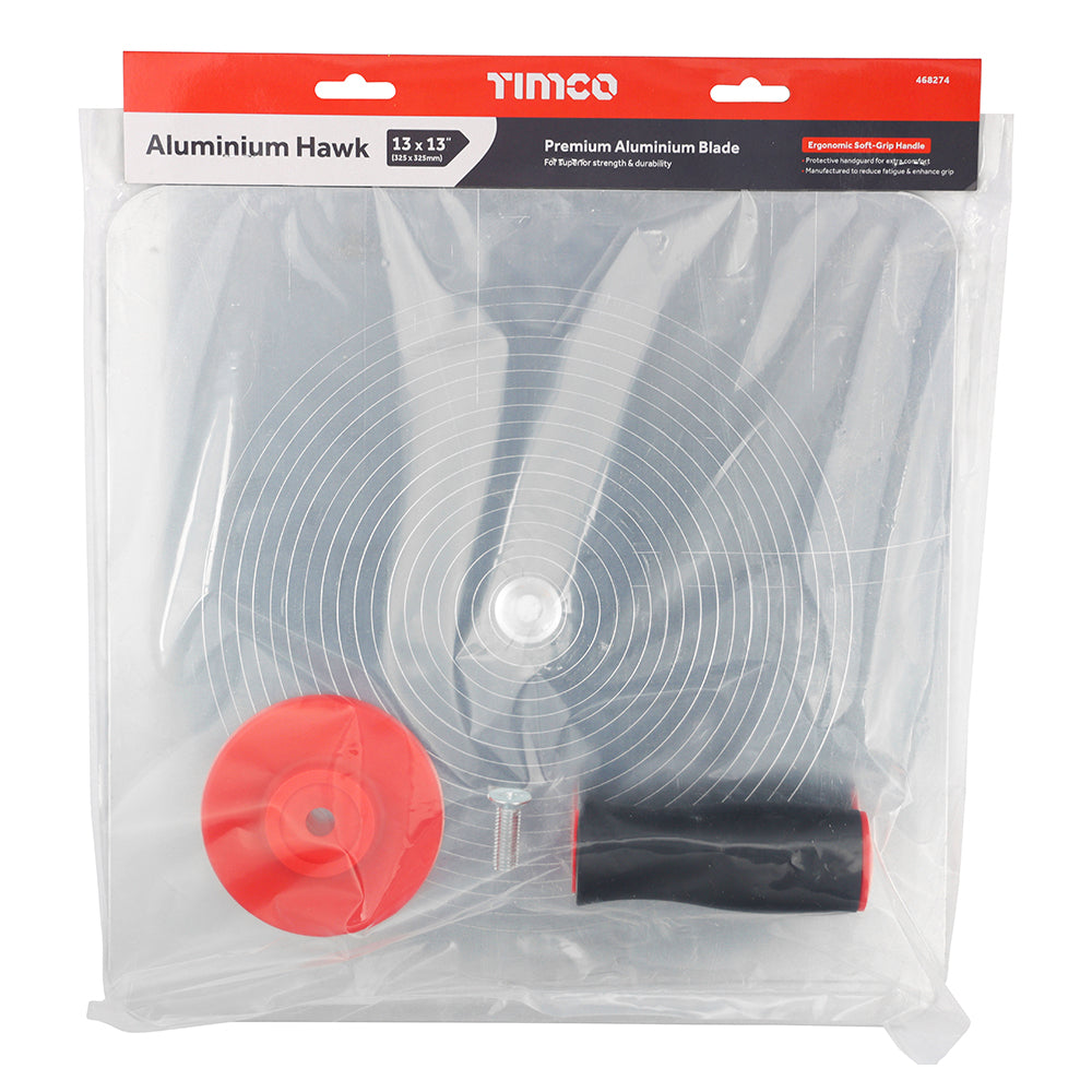 TIMCO Aluminium Hawk, Premium Plasterers Hawk, Heavy Duty but Lightweight Aluminium with Soft-Grip Handle - 13 x 13" - Image