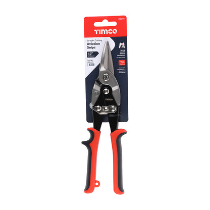 TIMCO Aviation Snips Straight Cutting Snips with Ergonomic Moulded Handles - 10" / 250mm - Image