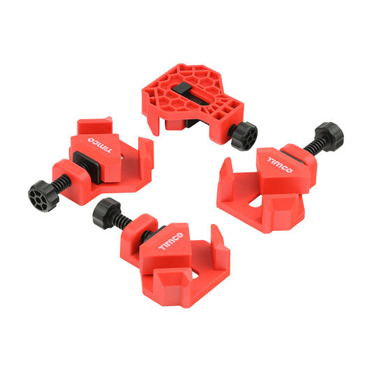 TIMCO Quick Corner Clamp Set, Woodworking Mini Clamps for 90 Degree Joints. Easy to Use Temporary Support for Joiners. 4 Piece Set - Image