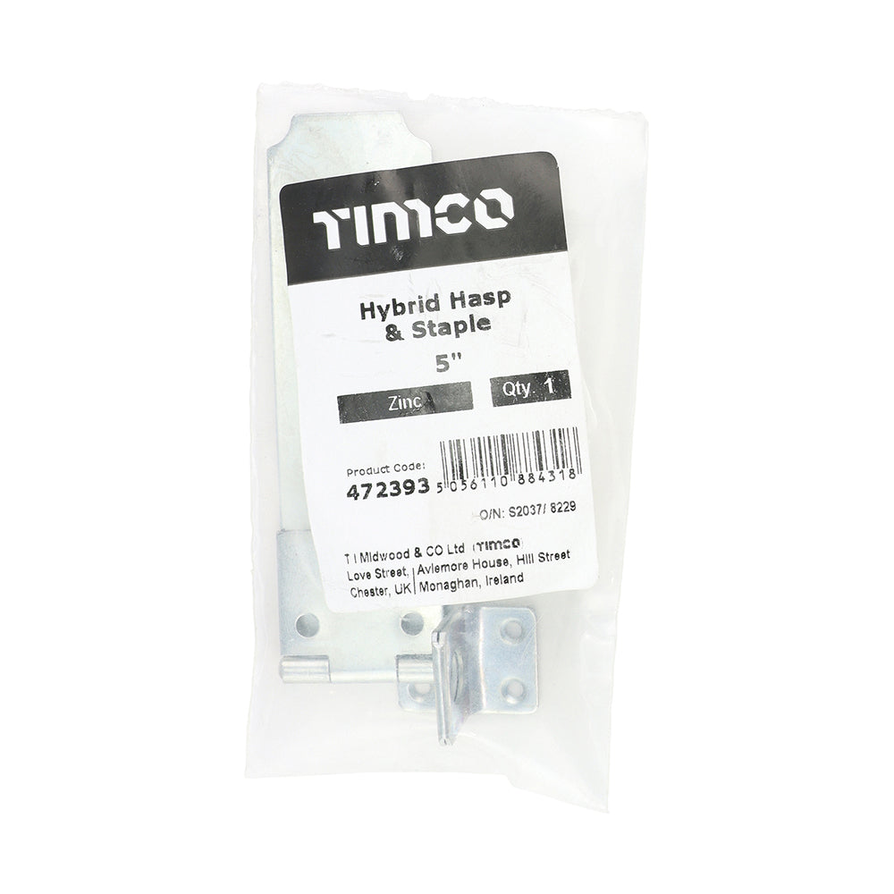 TIMCO Hybrid Hasp & Staple - Zinc - 5" - Image