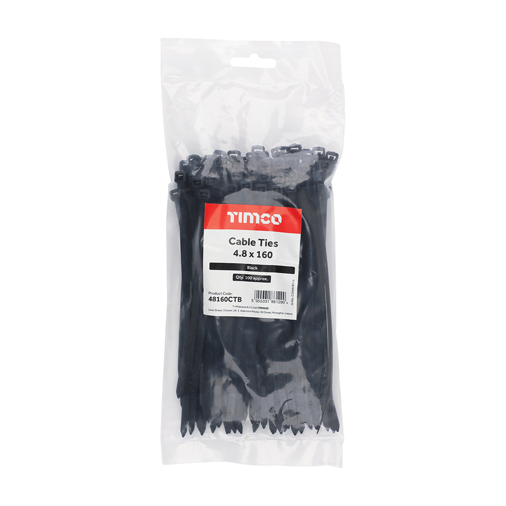 TIMCO Cable Ties Black - 4.8 x 160 - Image