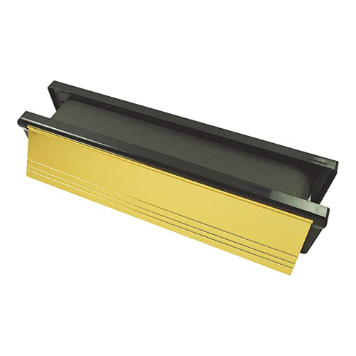 TIMCO 10" Intumescent Letterbox - Polished Gold (Black Frame) 272 x 70mm
 - Image