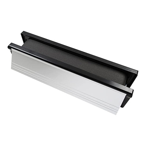 TIMCO 12" Intumescent Letterbox - Polished Silver (Black Frame) 306 x 70mm
 - Image
