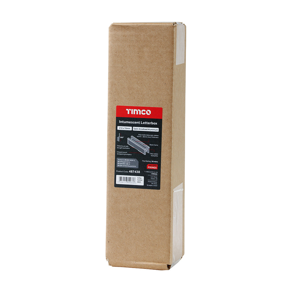 TIMCO 10" Intumescent Letterbox - SAA (Black Frame) 272 x 70mm - Image