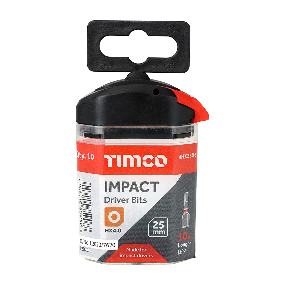 TIMCO Impact 25mm Hex Bits - 4.0 x 25 - Image