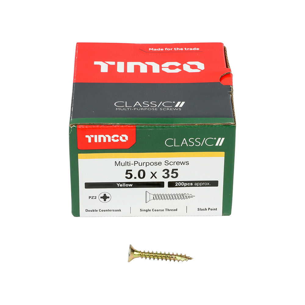 TIMCO Classic Multi-Purpose Countersunk Gold Woodscrews - 5.0 x 35 - Image