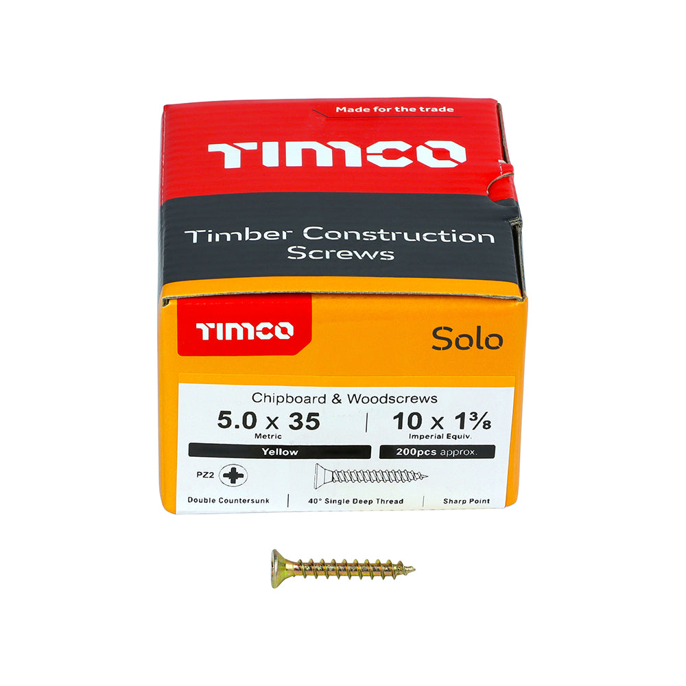 TIMCO Solo Countersunk Gold Woodscrews - 5.0 x 35 - Image