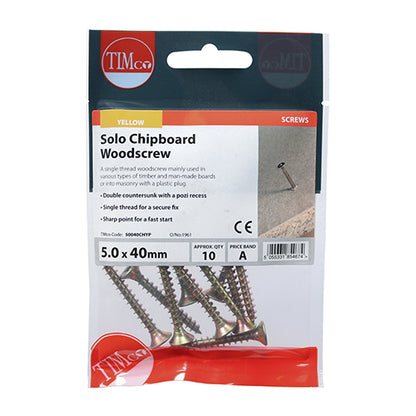 TIMCO Solo Countersunk Gold Woodscrews - 5.0 x 40 - Image