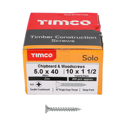 TIMCO Solo Countersunk Silver Woodscrews - 5.0 x 40 - Image