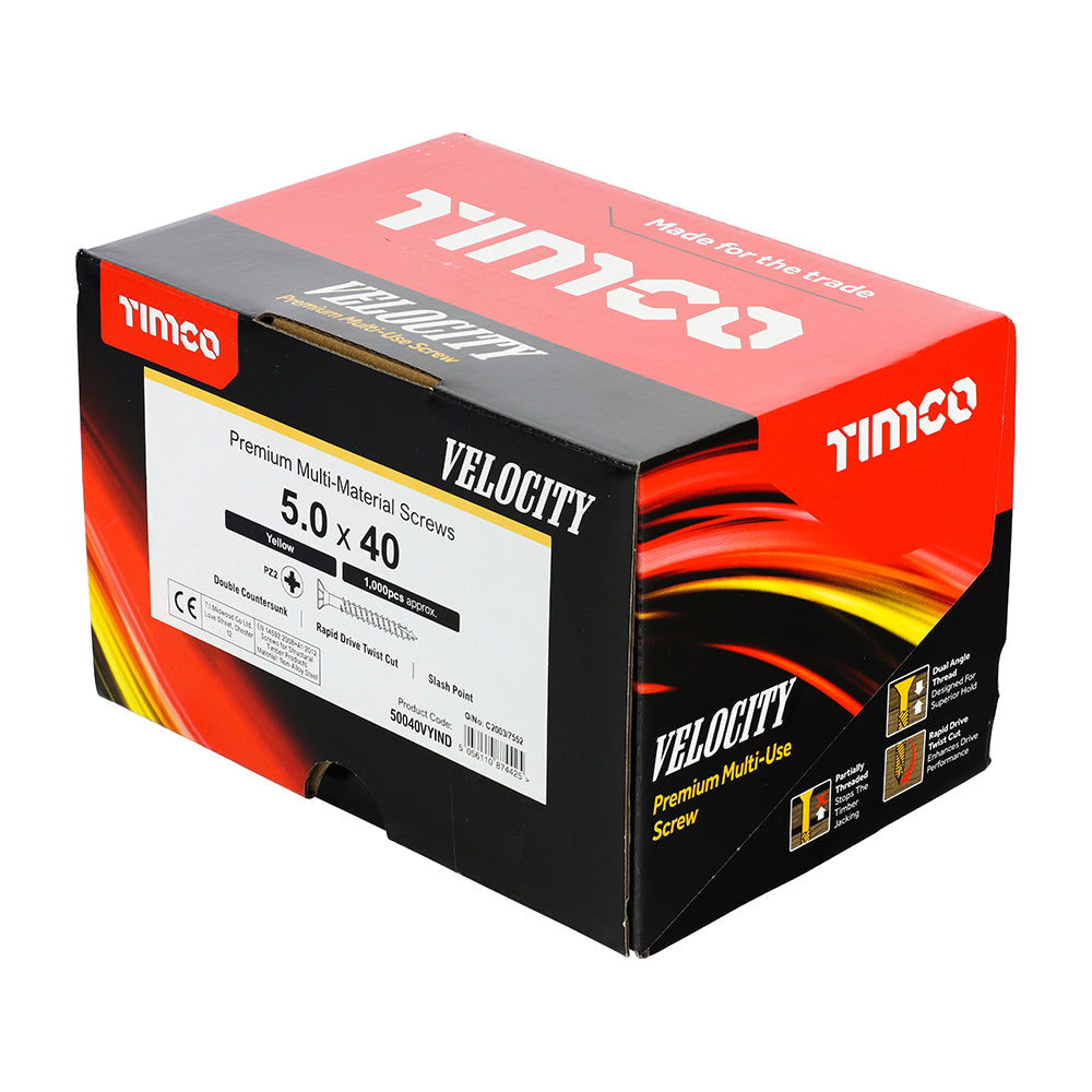 TIMCO Velocity Premium Multi-Use Countersunk Gold Woodscrews - 5.0 x 40