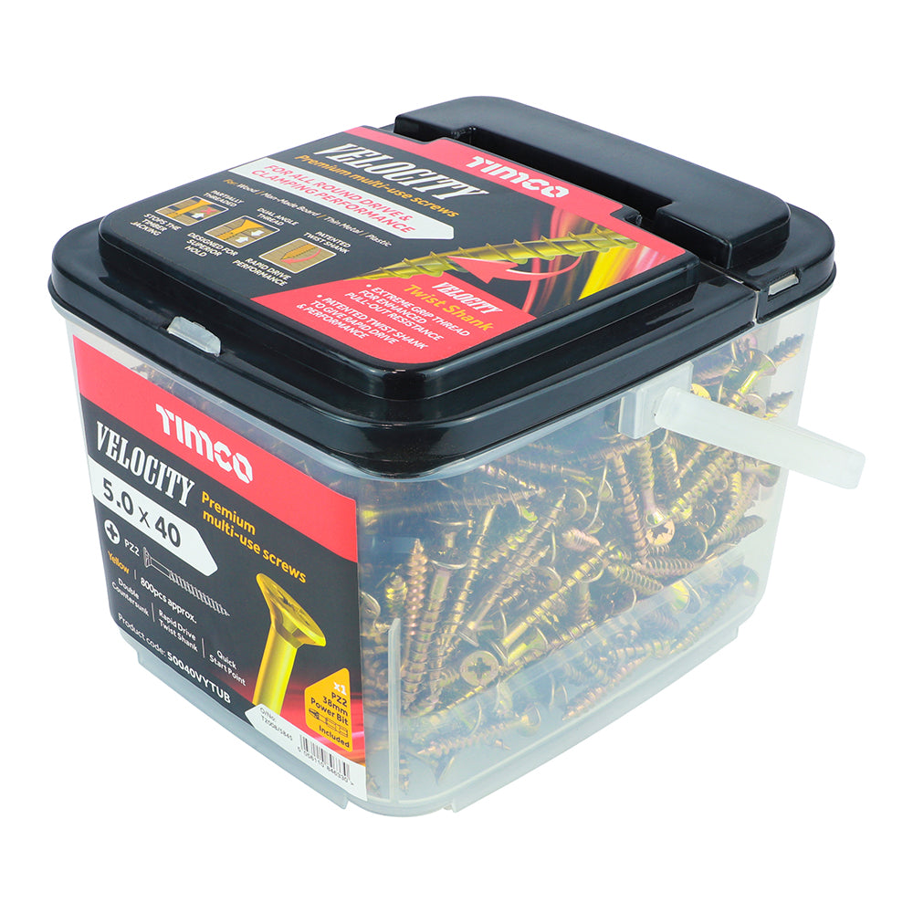 TIMCO Velocity Premium Multi-Use Countersunk Gold Woodscrews - 5.0 x 40 - Image