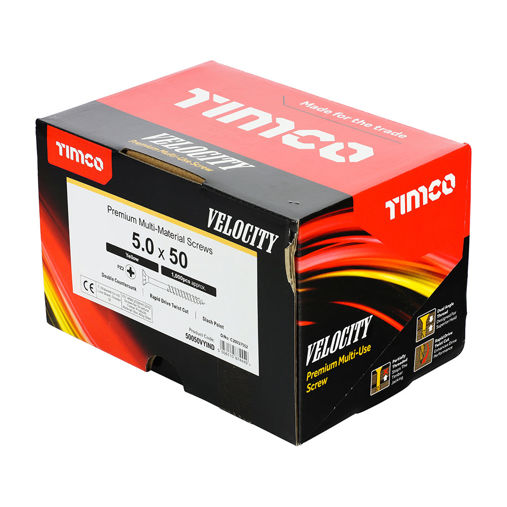 TIMCO Velocity Premium Multi-Use Countersunk Gold Woodscrews - 5.0 x 50 - Image