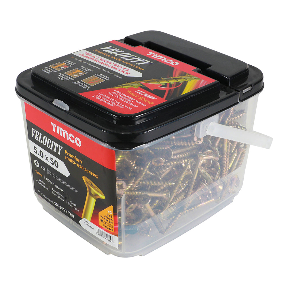 TIMCO Velocity Premium Multi-Use Countersunk Gold Woodscrews - 5.0 x 50 - Image
