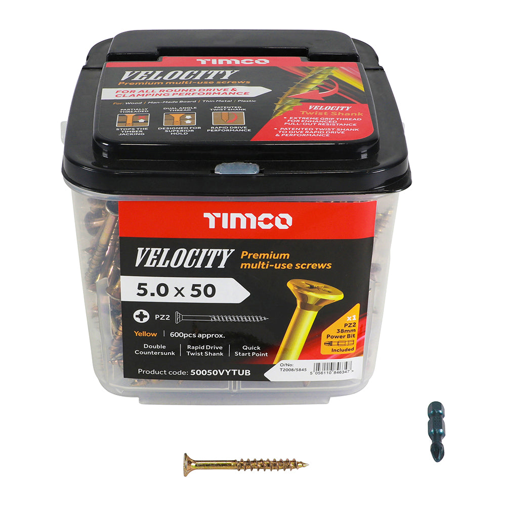 TIMCO Velocity Premium Multi-Use Countersunk Gold Woodscrews - 5.0 x 50 - Image