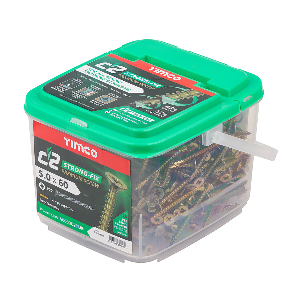 TIMCO C2 Strong-Fix Multi-Purpose Premium Countersunk Gold Woodscrews - 5.0 x 60 - Image