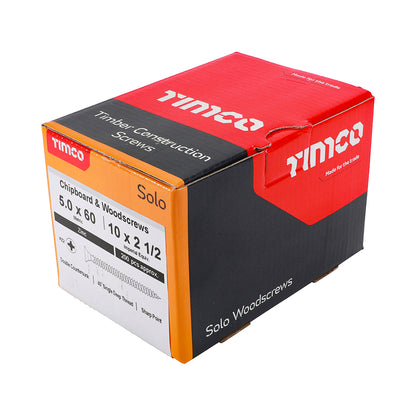 TIMCO Solo Countersunk Silver Woodscrews - 5.0 x 60 - Image