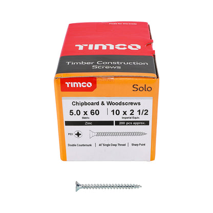 TIMCO Solo Countersunk Silver Woodscrews - 5.0 x 60 - Image