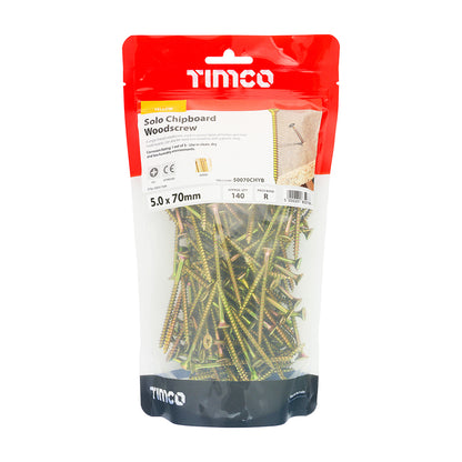 TIMCO Solo Countersunk Gold Woodscrews - 5.0 x 70 - Image