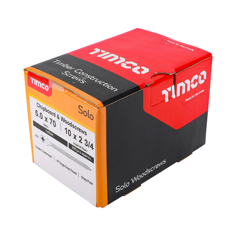 TIMCO Solo Countersunk Gold Woodscrews - 5.0 x 70 - Image
