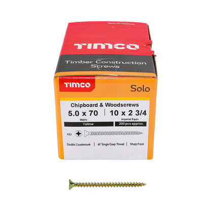 TIMCO Solo Countersunk Gold Woodscrews - 5.0 x 70 - Image