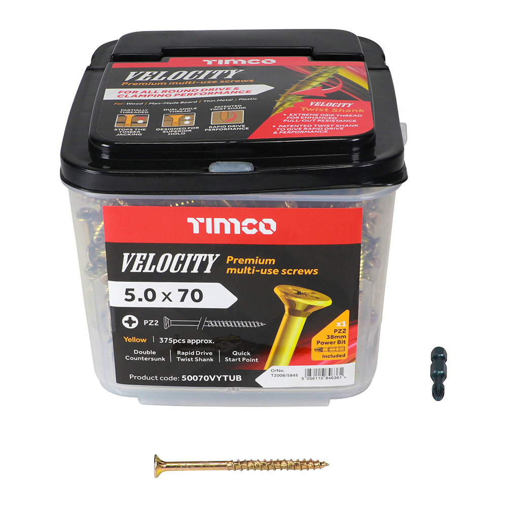 TIMCO Velocity Premium Multi-Use Countersunk Gold Woodscrews - 5.0 x 70 - Image