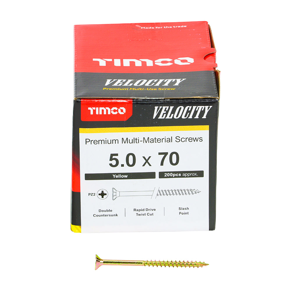 TIMCO Velocity Premium Multi-Use Countersunk Gold Woodscrews - 5.0 x 70 - Image