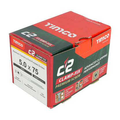 TIMCO C2 Clamp-Fix Multi-Purpose Premium Countersunk Gold Woodscrews - 5.0 x 75 - Image