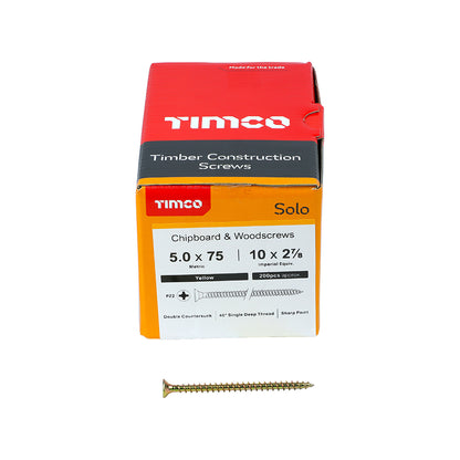 TIMCO Solo Countersunk Gold Woodscrews - 5.0 x 75 - Image