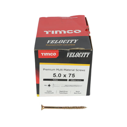 TIMCO Velocity Premium Multi-Use Countersunk Gold Woodscrews - 5.0 x 75 - Image