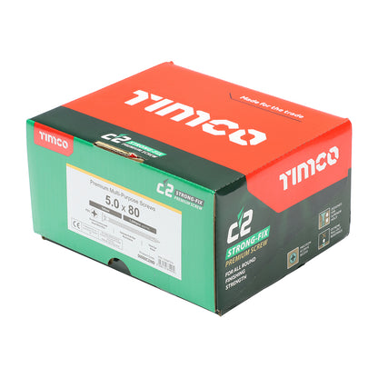 TIMCO C2 Strong-Fix Multi-Purpose Premium Countersunk Gold Woodscrews - 5.0 x 80 - Image