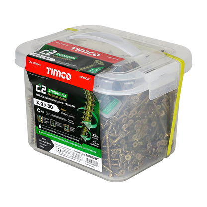 TIMCO C2 Strong-Fix Multi-Purpose Premium Countersunk Gold Woodscrews - 5.0 x 80 - Image
