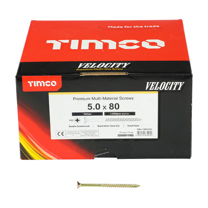 TIMCO Velocity Premium Multi-Use Countersunk Gold Woodscrews - 5.0 x 80 - Image