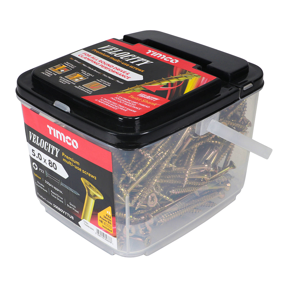 TIMCO Velocity Premium Multi-Use Countersunk Gold Woodscrews - 5.0 x 80 - Image