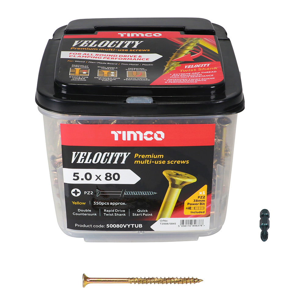 TIMCO Velocity Premium Multi-Use Countersunk Gold Woodscrews - 5.0 x 80 - Image