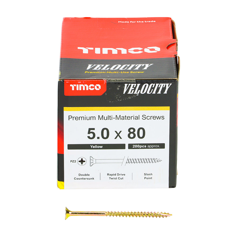 TIMCO Velocity Premium Multi-Use Countersunk Gold Woodscrews - 5.0 x 80 - Image