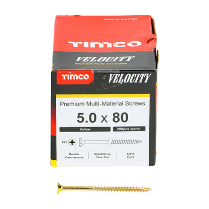 TIMCO Velocity Premium Multi-Use Countersunk Gold Woodscrews - 5.0 x 80 - Image
