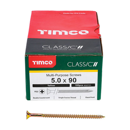 TIMCO Classic Multi-Purpose Countersunk Gold Woodscrews - 5.0 x 90 - Image