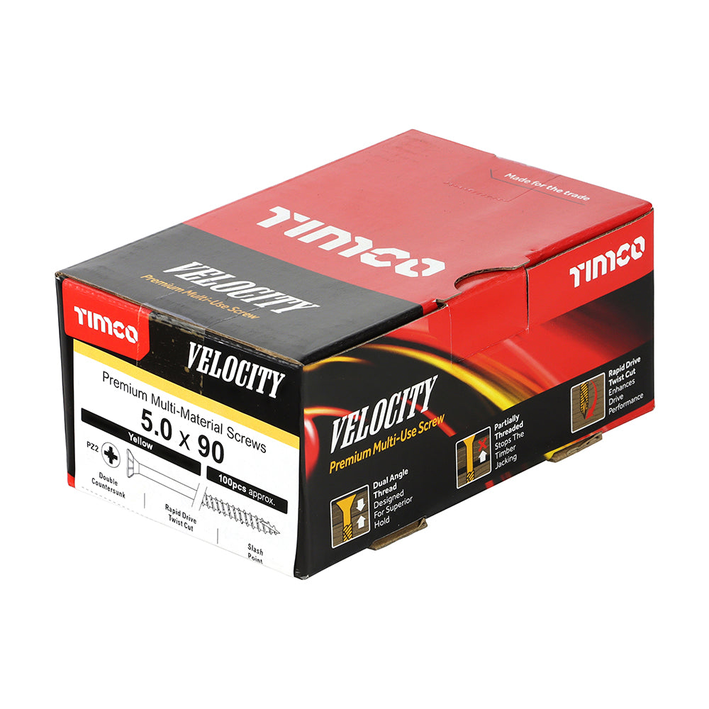 TIMCO Velocity Premium Multi-Use Countersunk Gold Woodscrews - 5.0 x 90 - Image
