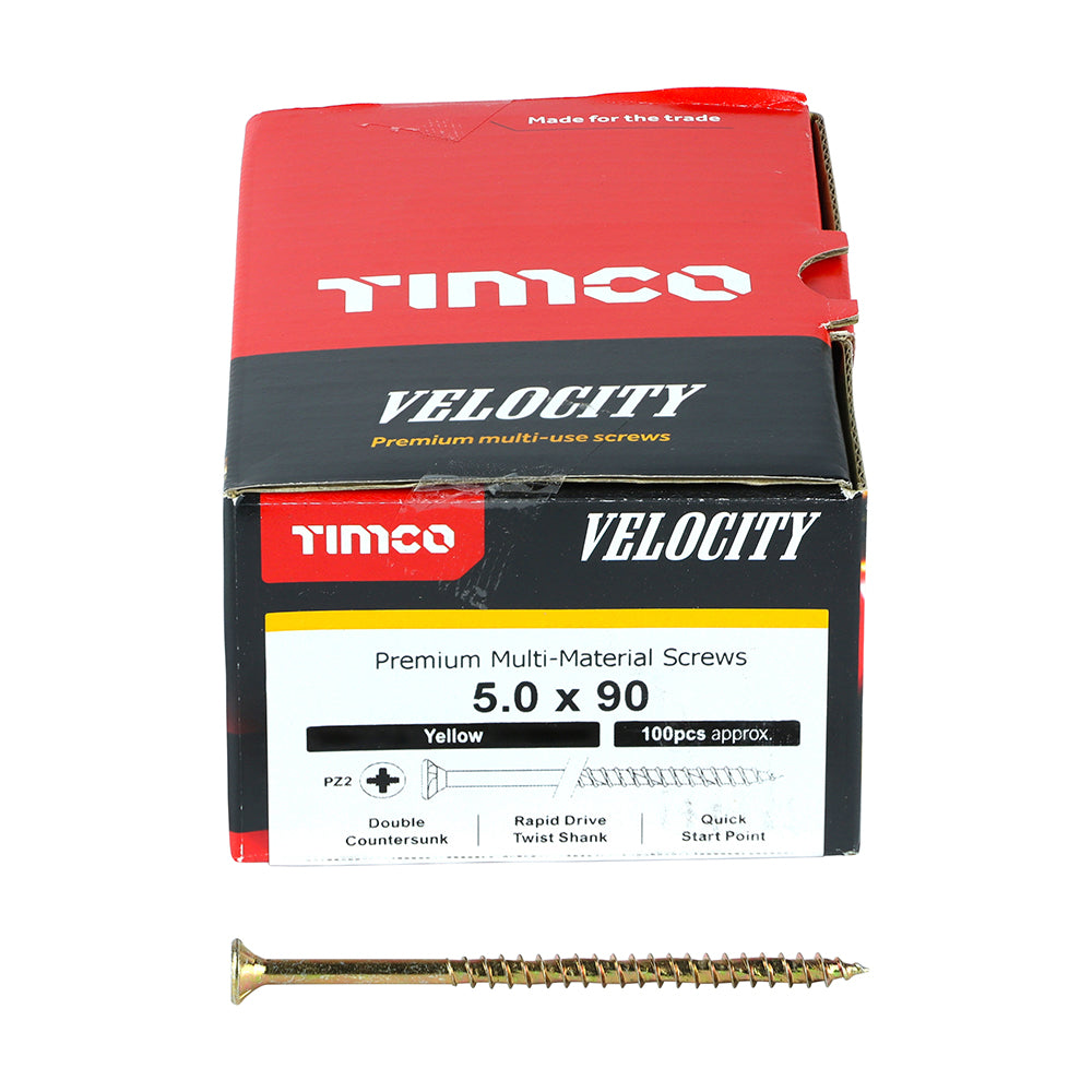 TIMCO Velocity Premium Multi-Use Countersunk Gold Woodscrews - 5.0 x 90 - Image