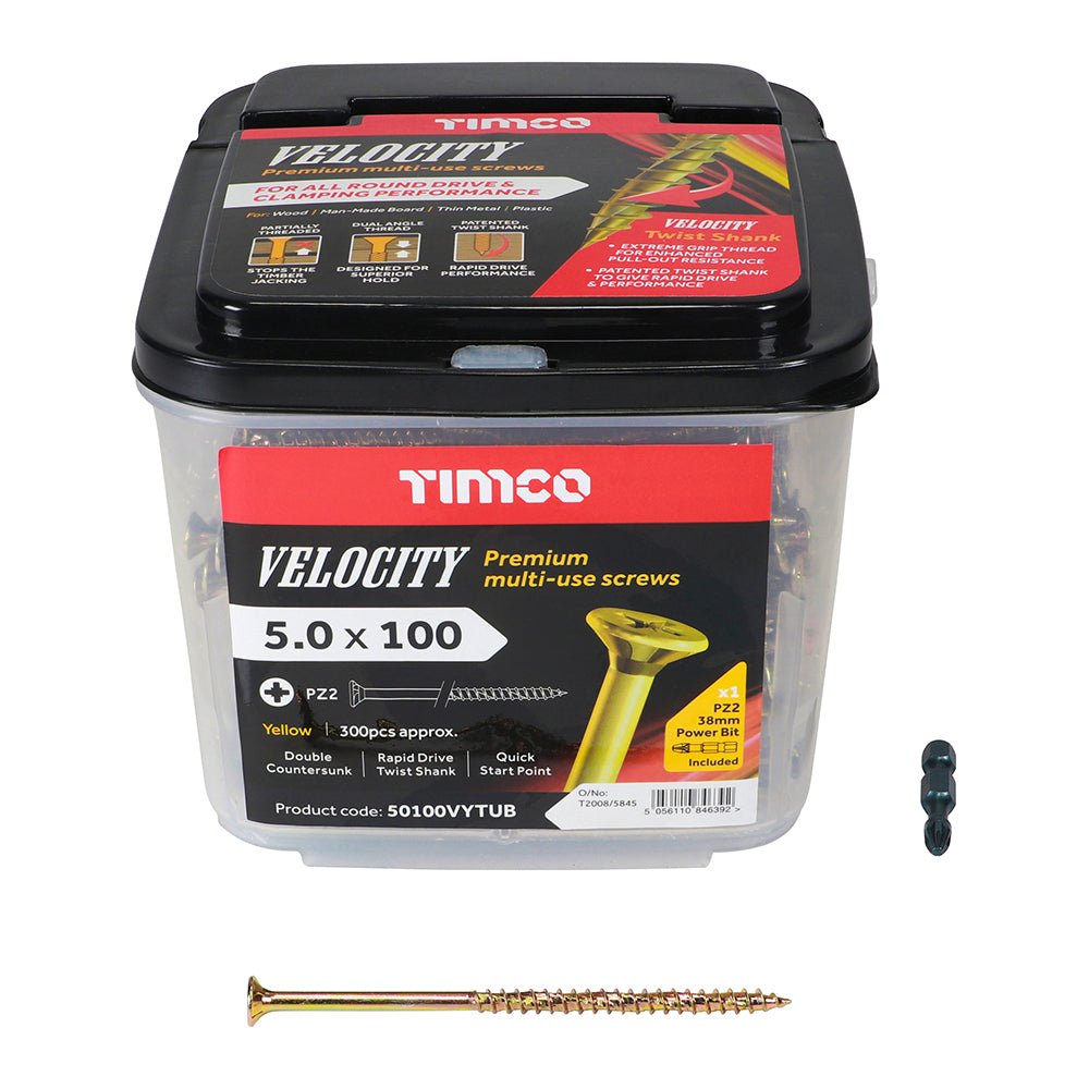 TIMCO Velocity Premium Multi-Use Countersunk Gold Woodscrews - 5.0 x 100 - Image