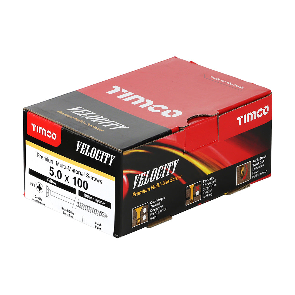 TIMCO Velocity Premium Multi-Use Countersunk Gold Woodscrews - 5.0 x 100 - Image