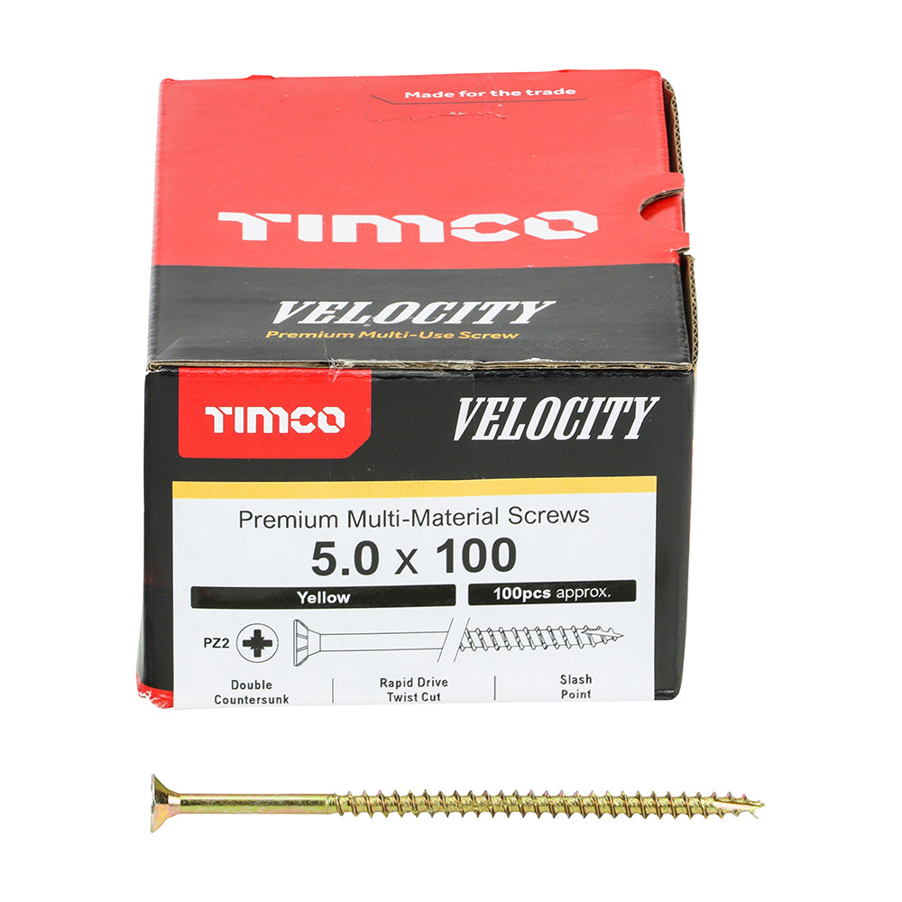 TIMCO Velocity Premium Multi-Use Countersunk Gold Woodscrews - 5.0 x 100 - Image