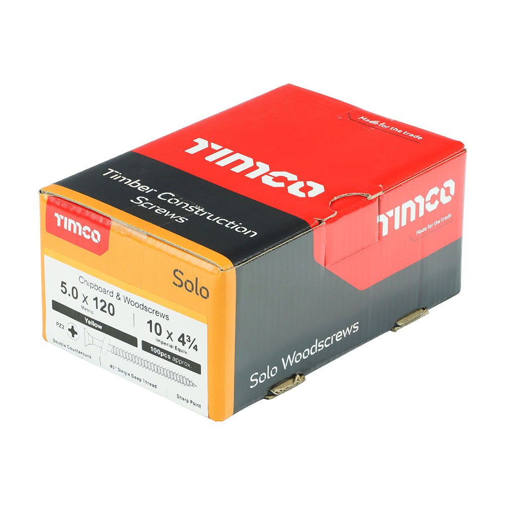 TIMCO Solo Countersunk Gold Woodscrews - 5.0 x 120 - Image