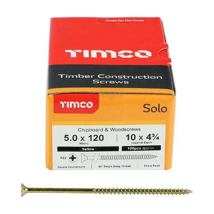 TIMCO Solo Countersunk Gold Woodscrews - 5.0 x 120 - Image