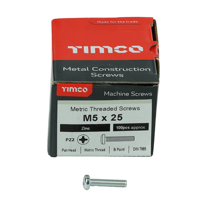 TIMCO Machine Pan Head Silver Screws - M5 x 25 - Image