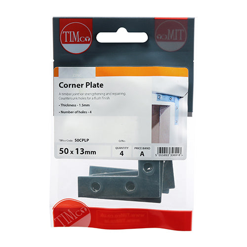 TIMCO Corner Plates Silver - 50 x 50 x 13 - Image