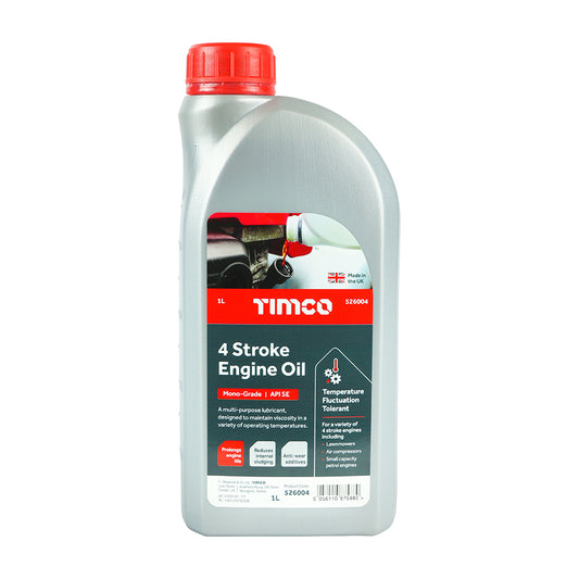 TIMCO 4 Stroke Engine Oil, Premium Oil for Small Petrol Engines, Lawnmower Oil - 1L - Image