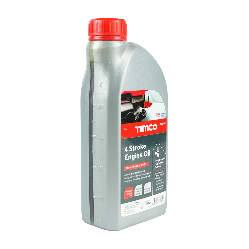 TIMCO 4 Stroke Engine Oil, Premium Oil for Small Petrol Engines, Lawnmower Oil - 1L - Image