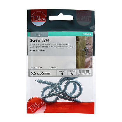 TIMCO Screw Eyes Silver - 55mm - Image